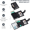 Miniatyrbild 2 av 7: RFID-skyddad minimalistisk tri-fold kreditkortshållare för män med automatisk pop-up metallfodral