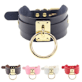 Miniatyrbillede 4 af 5: Punk Gothic Bred PU Læder O-Ring Krage Choker Halskæde Kvinder Sort+Sølv Ring