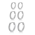 Silverfärgade creoler, damörhängen, 3 par, 925 sterling silver