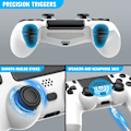 Miniatyrbillede 5 af 5: Trådløs controller 2-pak til PS4/Slim/Pro, controllere til PlayStation 4 med dobbelt vibration/3,5 mm lyd/ladeport og 2 stk. kabler, hvid white