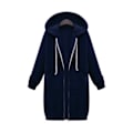Miniatyrbilde 1 av 5: Fleecejakke med glidelås foran for damer, lang hettegenser i store størrelser Navy Blue XL