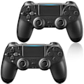 Miniatyrbillede 1 af 5: Trådløse Controllere 2-pak til PS4/Slim/Pro, Controllere til PlayStation 4 med Dobbelt Vibration/3,5 mm Lyd/Opladningsport og 2 stk. Kabler sort black