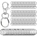 Små nyckelringar i rostfritt stål, 100 st karbinhake nyckelringar, DIY, DIY-ring, knopplås, (silver)