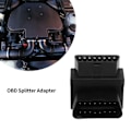 Pikkukuva 2 / 5: OBD2-sovitin 16-nastainen uros 2-nastainen naaras Plug and Play jakajaliitäntä diagnostiikan jatkojohdolle