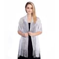 Women's Thin Shawls with Long Tassels Hollow Out Scarves for Evening Dresses - White
