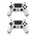 Miniatyrbillede 1 af 5: Trådløs controller 2-pak til PS4/Slim/Pro, controllere til PlayStation 4 med dobbelt vibration/3,5 mm lyd/ladeport og 2 stk. kabler, hvid white