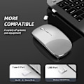 Miniatyrbillede 2 af 5: Trådløs mus, genopladelig, bærbar, lydløs trådløs mus, USB og Type-C, dobbelt tilstand, trådløs mus, 3 justerbar DPI til bærbar computer, Mac, PC
