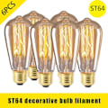 Pikkukuva 1 / 5: 6 kpl Vintage Retro St64 E27 Edison-lamput 40w Hehkulma Lamppu Lämmin Valkoinen [DB]