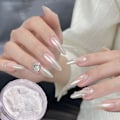 Miniatyrbillede 3 af 5: Moonlight Nail Glitterpulver Hvid Støv Pigment Krom Spejl A1
