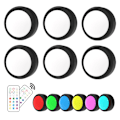 Miniatyrbillede 1 af 3: LED-spotlight 6 stk. med 2 fjernbetjeninger RGB-design, flere farver Sort kabinet