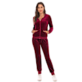 Miniatyrbilde 2 av 5: Treningssett for kvinner, 2-delt velour-joggedress, RØD M RED