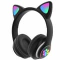 Kattöron Trådlösa Hörlurar, LED-belysta Bluetooth Over-Ear Hörlurar med Mikrofon