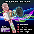 Miniatyrbild 3 av 5: Karaokemikrofon, Trådlös Bluetooth-mikrofon för Barn med LED, Bärbar Karaokemaskin för Sång, KTV, Högtalare och Inspelning