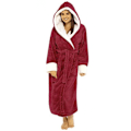 Pikkukuva 1 / 3: Hupullinen Sherpa-fleece aamutakki, pitkä, pehmoinen, pehmeä kylpytakki, punainen XXL Red