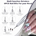 Miniatyrbild 7 av 8: Laddningsbar Elektrisk Nagelfil för Akryl Gel Naglar Manikyr Pedikyr Set Nagelsalonger, Rosa