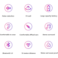 Miniatyrbillede 3 af 3: Trådløse Bluetooth-hovedtelefoner - Farverige lys/Foldbare/Stor batterikapacitet/Indbygget mikrofon - Bluetooth 5.0/10 m rækkevidde ren hvid