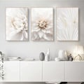 Miniatyrbild 2 av 5: Set med 3 affischer, vita rosblommor bilder, moderna canvastavlor, utan ram, boho tavla set, väggdekoration för vardagsrum, sovrum 40*50cm