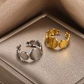 Miniatyrbilde 3 av 6: Punk Stil Geometriske Store Ringer Rustfritt Stål Justerbare Brede Ringer For Rock Kvinner Menn Smykker anillo hombre Camel Camel Resizable