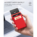 Pikkukuva 3 / 5: Naisten ja miesten lompakko Pop up Slim Card lompakko RFID-suojaus rahakotelolla | Minimalistinen luottokorttikotelo naisille | Rose Red Red