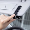 Miniatyrbild 5 av 5: (Specialerbjudanden!) Passar Audi bil solglasögonhållare, glasögonhållare i läder för bil solskydd khaki