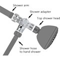 Miniatyrbillede 4 af 5: Vandafledningsventil, G1/2\" afledningsventil, trevejs vandafleder, T-formet adapter af messing Afleder til toilet, bidet, bruser, køkken (sølv)