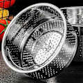 Miniatyrbillede 3 af 5: Dampkurv i rustfrit stål Metal Dampindsats Dampstativ Grøntsager Frugt Dørslag Si Silver