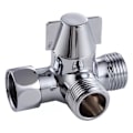 Miniatyrbillede 1 af 5: Vandafledningsventil, G1/2\" afledningsventil, trevejs vandafleder, T-formet adapter af messing Afleder til toilet, bidet, bruser, køkken (sølv)