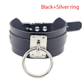 Miniatyrbillede 1 af 5: Punk Gothic Bred PU Læder O-Ring Krage Choker Halskæde Kvinder Sort+Sølv Ring