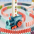 Miniatyrbillede 3 af 5: Domino Elektronisk Tog Model Stakke Legetøjssæt Børnegaver Grøn+120stykker