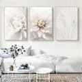 Miniatyrbild 3 av 5: Set med 3 affischer, vita rosblommor bilder, moderna canvastavlor, utan ram, boho tavla set, väggdekoration för vardagsrum, sovrum 40*50cm
