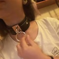 Miniatyrbillede 2 af 5: Punk Gothic Bred PU Læder O-Ring Krage Choker Halskæde Kvinder Sort+Sølv Ring