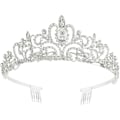 Miniatyrbillede 1 af 5: Makone tiara krystalkrone med strass kam til brudekroner, bryllup, bal, festlige begivenheder, prinsessefester, bryllups diadem, tiara til børn, prinsesse