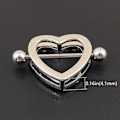 Miniatyrbilde 4 av 5: 2 par hjerter nippelringer 316L rustfritt stål nippelpiercinger skive stang 14g dobbelt lag -GSL