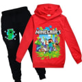 Miniatyrbild 1 av 3: Barn Minecraft Casual Hoodie Långärmad Hood Pullover Toppar Red 110cm