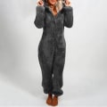 Miniatyrbild 2 av 3: Dam Vinter Fluffy Fleece Hooded Allt i en Jumpsuit Dark grey 2XL