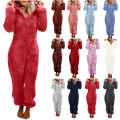 Miniatyrbild 1 av 3: Dam Vinter Fluffy Fleece Hooded Allt i en Jumpsuit Dark grey L