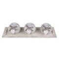 Miniatyrbillede 1 af 3: Out of the Blue Wooden Plate with 3 Ball Tealight Holders