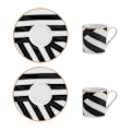 Miniatyrbillede 1 af 8: Mikasa Luxe Deco China Espresso Cups Set - 2pc  - Geometric Black/White