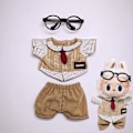 Pikkukuva 1 / 2: [HH]Labubu-vaatteet sopivat yhdelle, kahdelle ja kolmelle sukupolvelle Labubulle (vain vaatteet, nuket eivät sisälly) Top pants black frame glasses