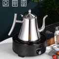 Miniatyrbillede 4 af 5: Tekedel i 304 rustfrit stål med finmasket filter, svanehalstud, komfurkompatibel til te og kaffe, sølv, 1/1,5/2 L