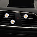 Miniatyrbilde 5 av 5: Søte blomsterventilklips, 3 stk. Daisy bilduftfriskere ventilklips for kvinner bildiffuser ventilklips bilinnredning for kvinner jenter (hvit)