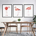 Miniatyrbillede 1 af 5: Wekity Flamingo Wall Art Lærredstryk Plakat, Enkelt Mode Akvarel Kunsttegning Dekor til Hjem Stue Soveværelse Kontor og Børneværelse (Sæt