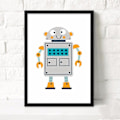 Miniatyrbilde 2 av 4: Wekity Tegneserie Robot Veggkunst Lerretstrykk Poster, Enkel Søt Akvarell Kunsttegning Dekor for Hjem Stue Soverom Kontor og Barnerom (S