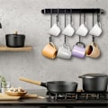 Miniatyrbild 4 av 5: Kaffemugg Hållare För Vägg: 17-tums Svart Kaffe Bar Kopp Hängare Krokar - Hängande Kaffe Kopp Rack Sto