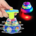 Miniatyrbild 4 av 5: 2 st musik blinkande snurror leksak med startprogram, lysande snurror för barn, gyroskop LED lysande leksaker, blinkande snurrande topp leksaker, slumpmässig färg