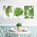Miniatyrbild 3 av 5: Wekity Botaniska Väggkonst Tryck Set om 3 Tropiska Löv Canvas Dekor Växtblad Boho Väggdekor Bilder Gröna Boho Posters Konst Set Sovrumsdekorati