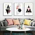 Miniatyrbillede 1 af 4: Wekity Marmor Tekstur Geometrisk Patchwork 1 Vægkunst Lærredstrykplakat, Enkelt Abstrakt Kunsttegning Dekoration til Hjem Stue Soveværelse Kontor og Ch