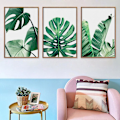Miniatyrbild 2 av 3: Wekity Botaniska Väggkonst Tryck Set om 3 Tropiska Löv Canvas Dekor Växtblad Boho Väggdekor Bilder Gröna Boho Posters Konst Set Badrum Vägg Ar