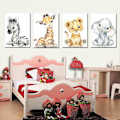 Miniatyrbild 4 av 5: Wekity Animal World Väggkonst Canvas Tryck Affisch, Enkla Söta Akvarellkonst Ritning Dekor för Hem Vardagsrum Sovrum Kontor och Barnrum (Se