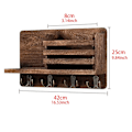 Miniatyrbilde 5 av 5: Inngangsparti Mail Envelope Organizer med 4 nøkkelkroker, Rustikk tre Mail Holder Hylle med nøkkelkroker Fo